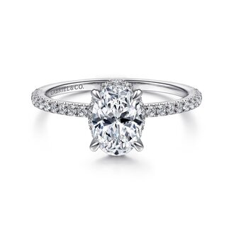 Hidden Halo Oval Diamond Engagement Ring