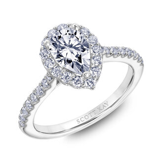 Pear Shaped Halo Diamond Engagement Ring