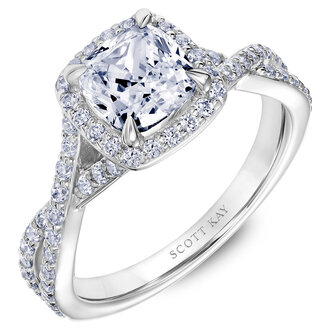 Halo Criss Cross Diamond Engagement Ring