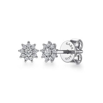 Flower Halo Diamond Stud Earrings