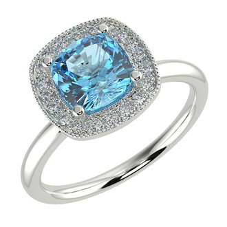 Cushion Topaz & Diamond Halo Ring