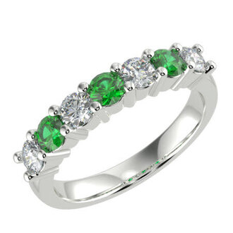 Emerald & Diamond 7-Stone Ring
