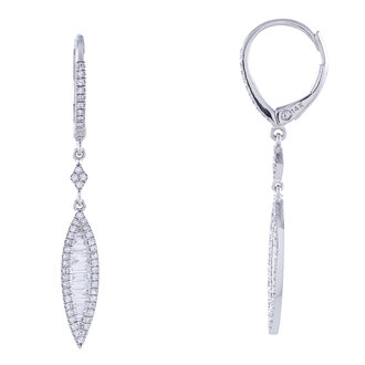 Round & Baguette Cut Diamond Dangle Earrings