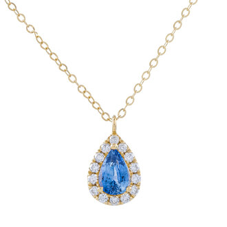 Sapphire & Diamond Teardrop Pendant Necklace