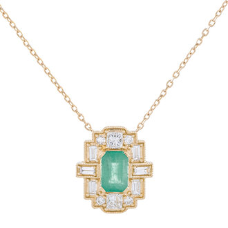 Geometric Emerald & Diamond Necklace