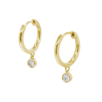 Diamond Drop Huggie Earrings