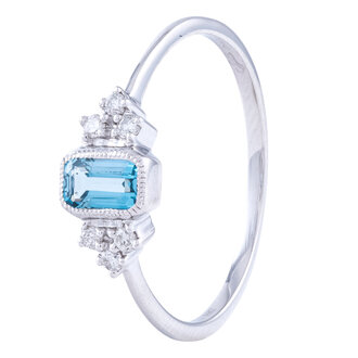 Blue Topaz & Diamond Ring
