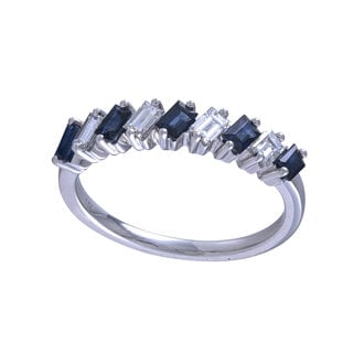 Alternating Sapphire and Diamond Wedding Band