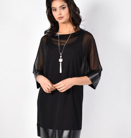 Frank Lyman Black Dress with Sheer Overlay