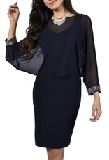 Frank Lyman Frank Lyman - Navy Knit Dress With Sheer Top