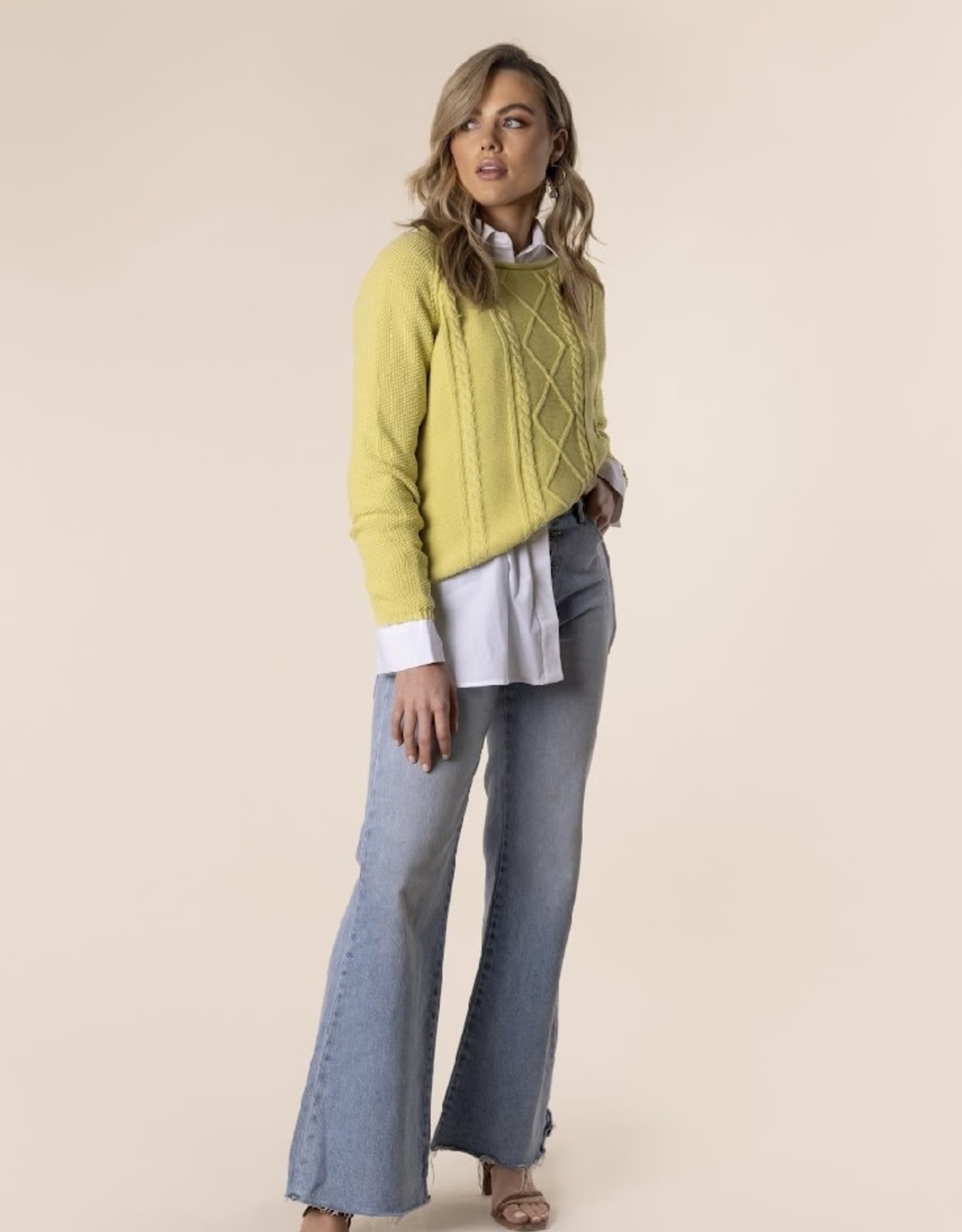 Two-T's Two Tee's Cropped Cable Cotton Knit