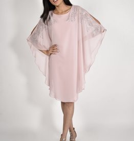 Frank Lyman Blush Chiffon Overlay Dress