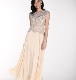 Frank Lyman Champagne Lace/Sequin Bodice Gown