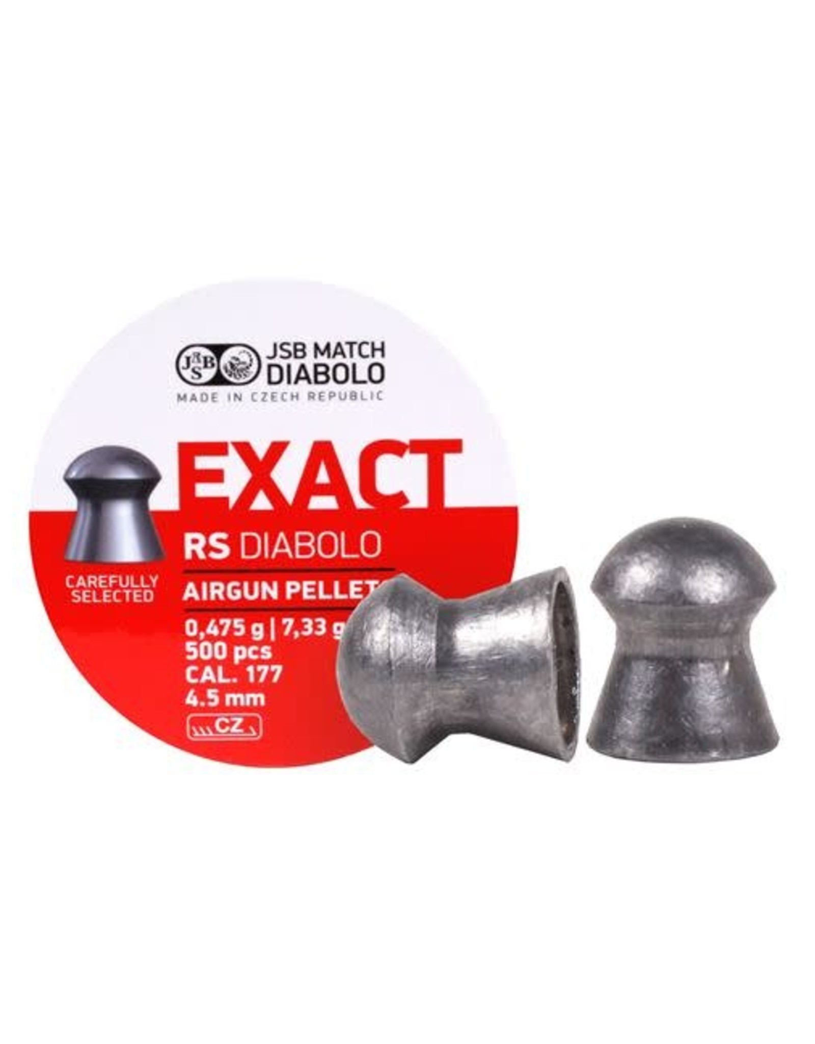 JSB JSB Exact RS Diabolo Lead Domed Airgun Pellets .177 Caliber (4.5mm) 7.33 Grains - 500 Rounds