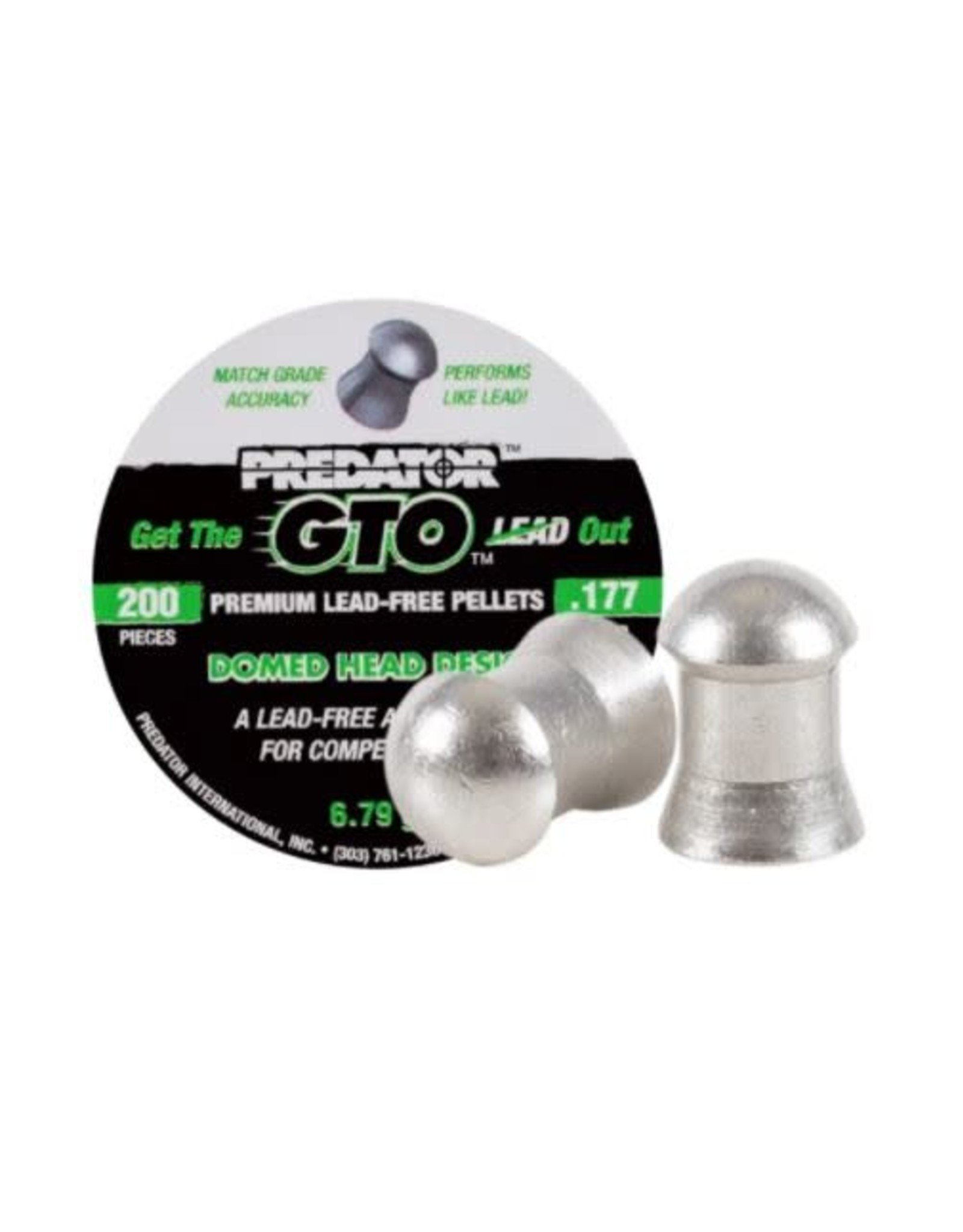 Predator Predator GTO Lead-Free Domed Airgun Pellets .177 Caliber (4.5mm) 6.79 Grains - 200 Rounds