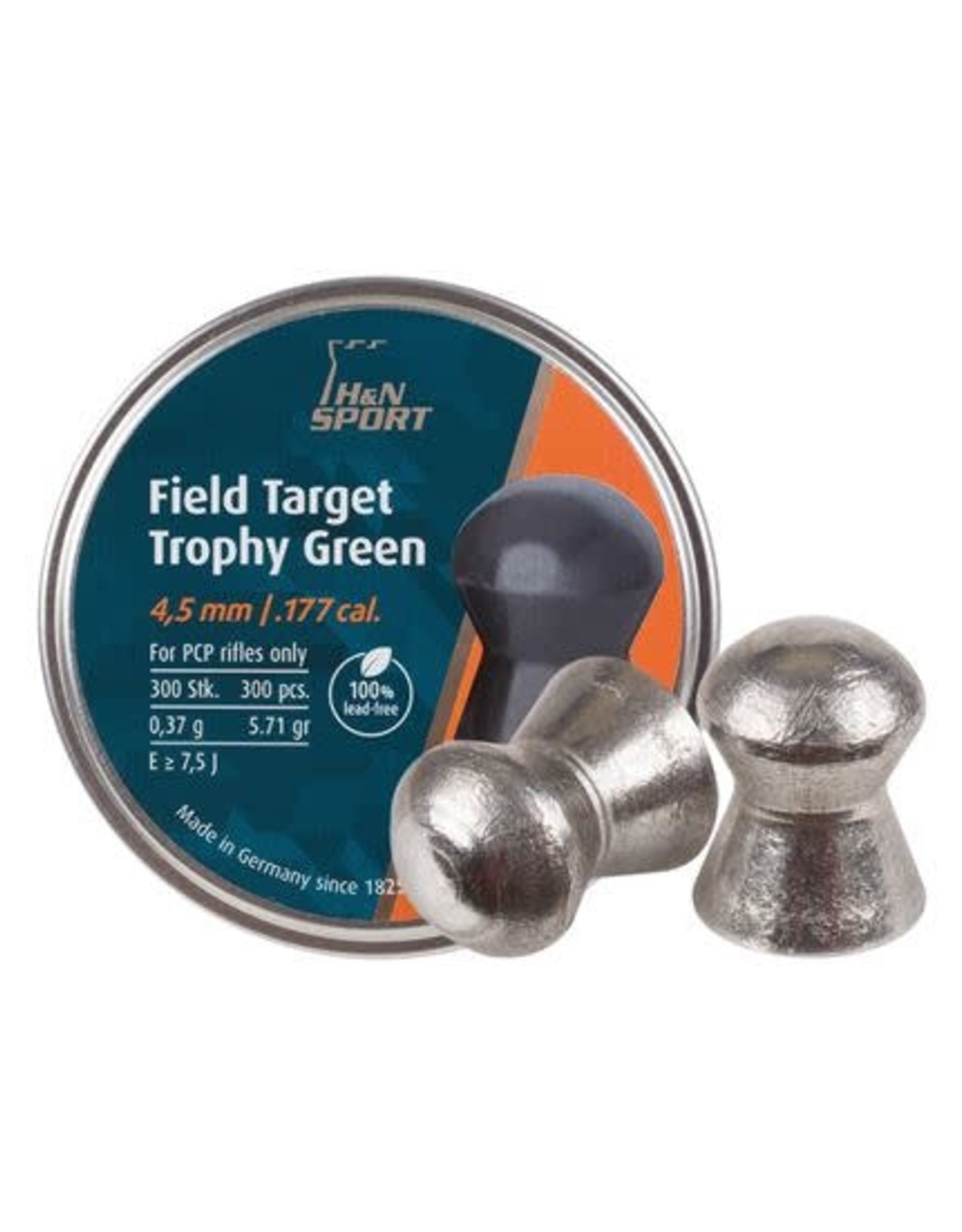 H&N Sport H&N Field Target Trophy Green Lead-Free Domed Airgun Pellets .177 Caliber (4.5mm) 5.71 Grains - 300 Rounds