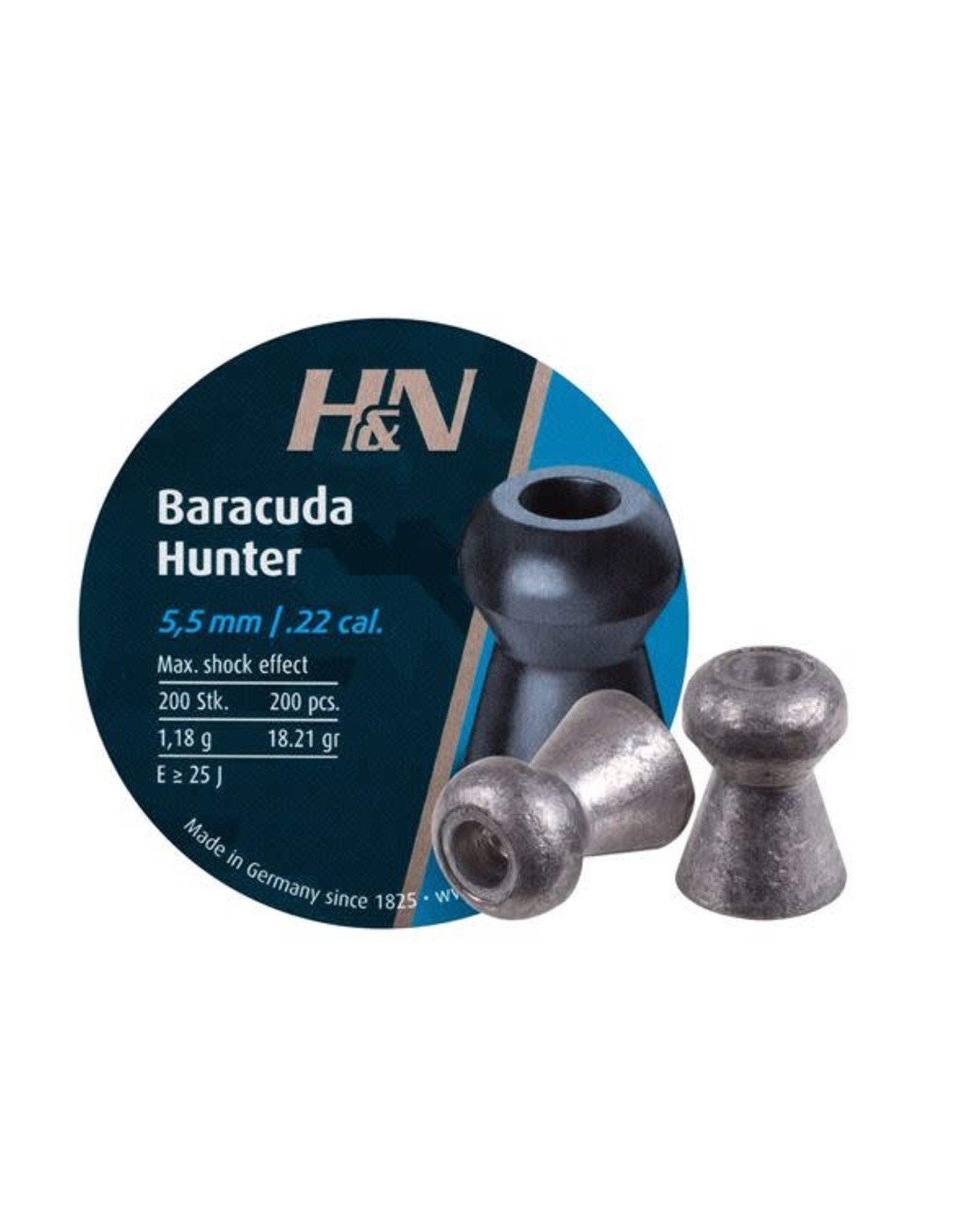 H&N Sport H&N Baracuda Hunter Lead Hollow Point Airgun Pellets .22 Caliber (5.5mm) 18.21 Grains - 200 Rounds