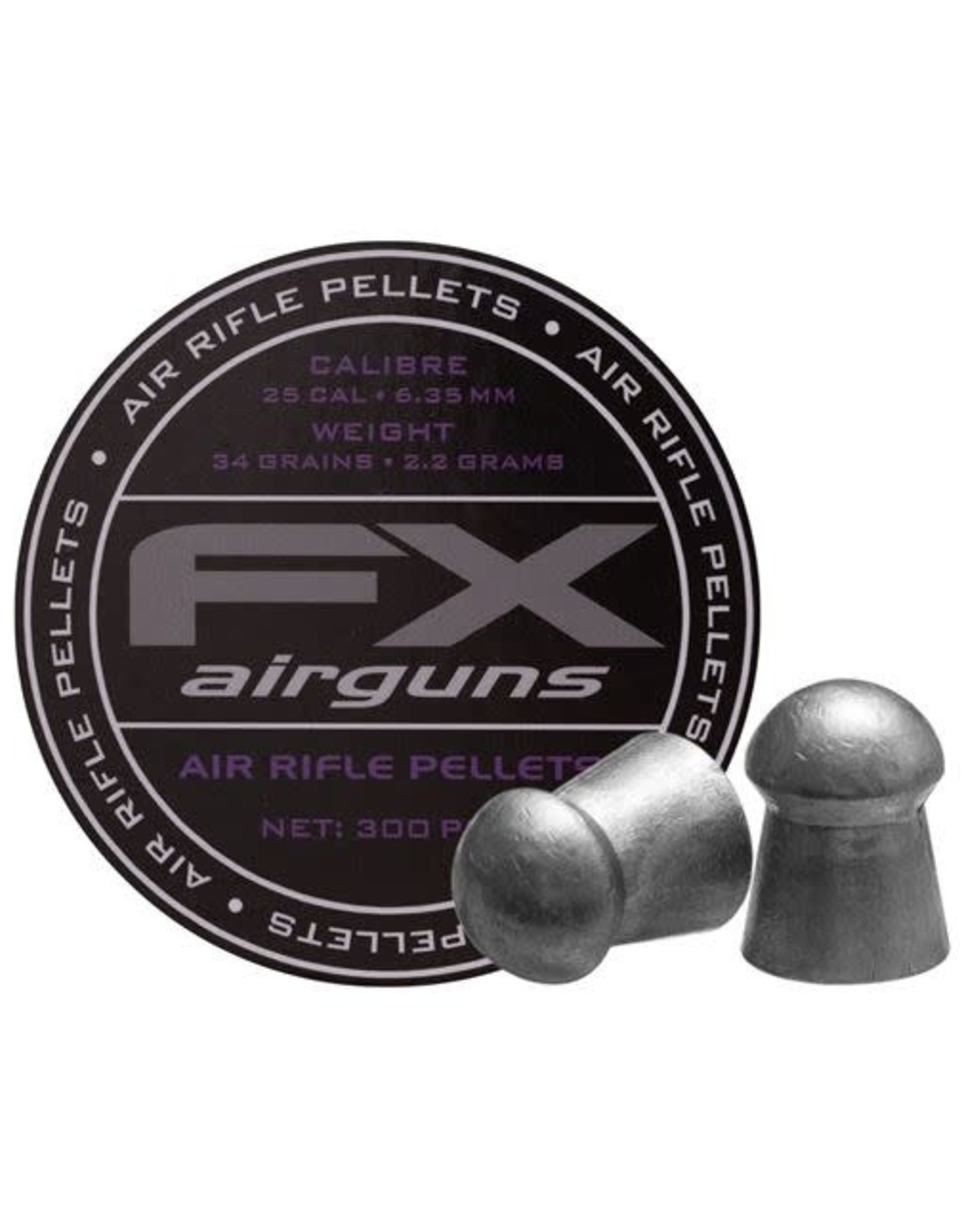 FX Airguns .25 (6.35mm) Cal. 34 Gr. Lead Domed Airgun Pellets - 300 Rounds