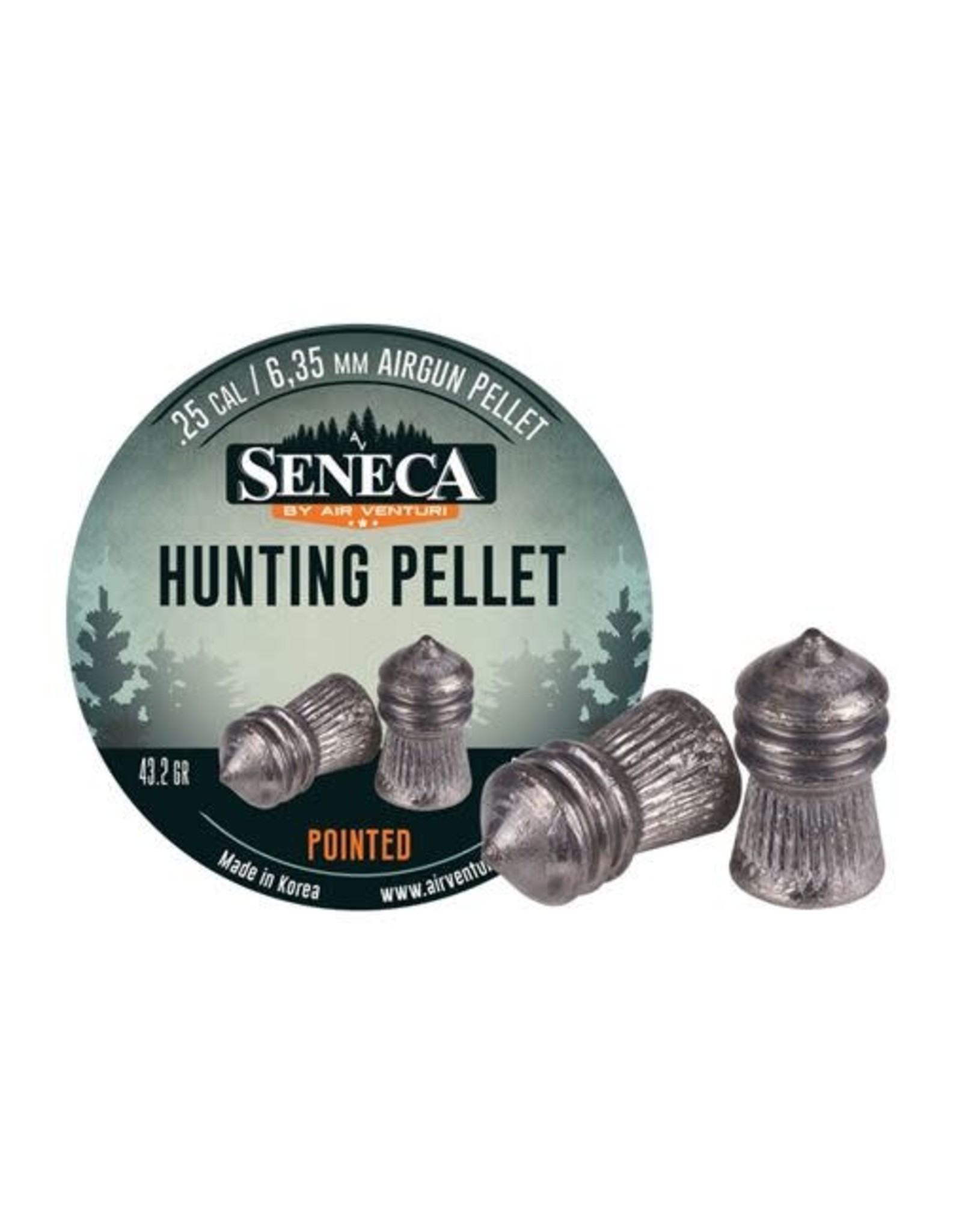 Seneca Seneca Hunting Lead Pointed Airgun Pellets by Air Venturi .25 Caliber (6.35mm) 43.2 Grains - 83 Rounds