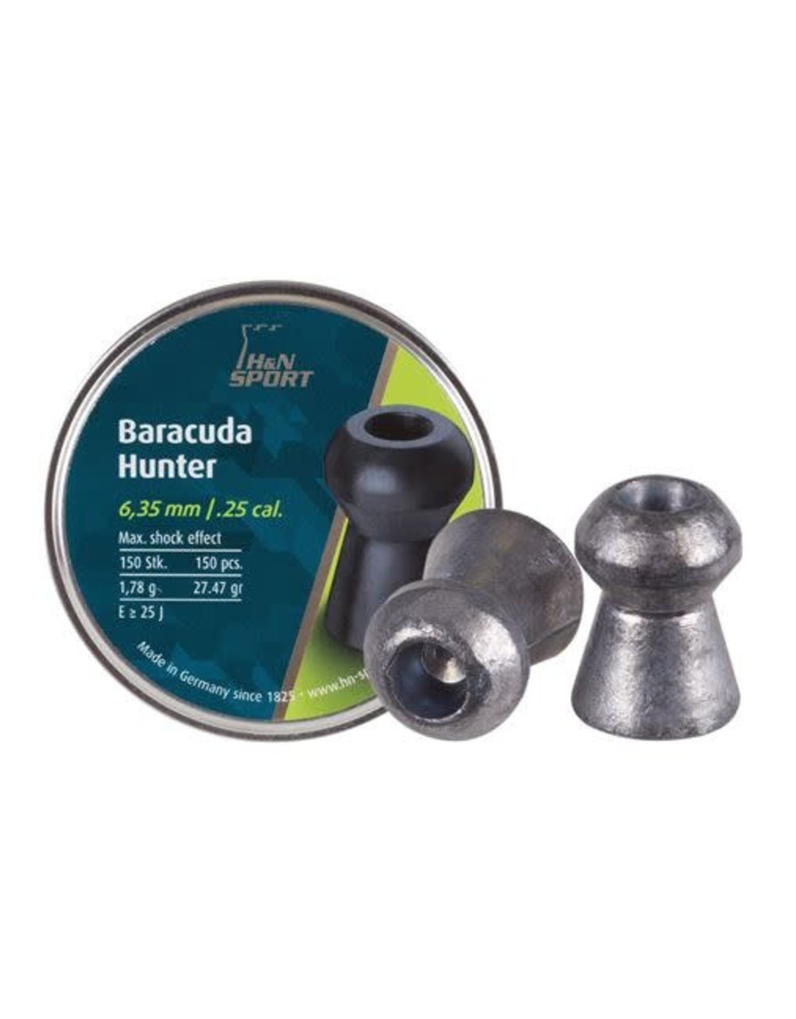 H&N Sport H&N Baracuda Hunter Lead Hollow Point Airgun Pellets .25 Caliber (6.35mm) 27.47 Grains - 150 Rounds