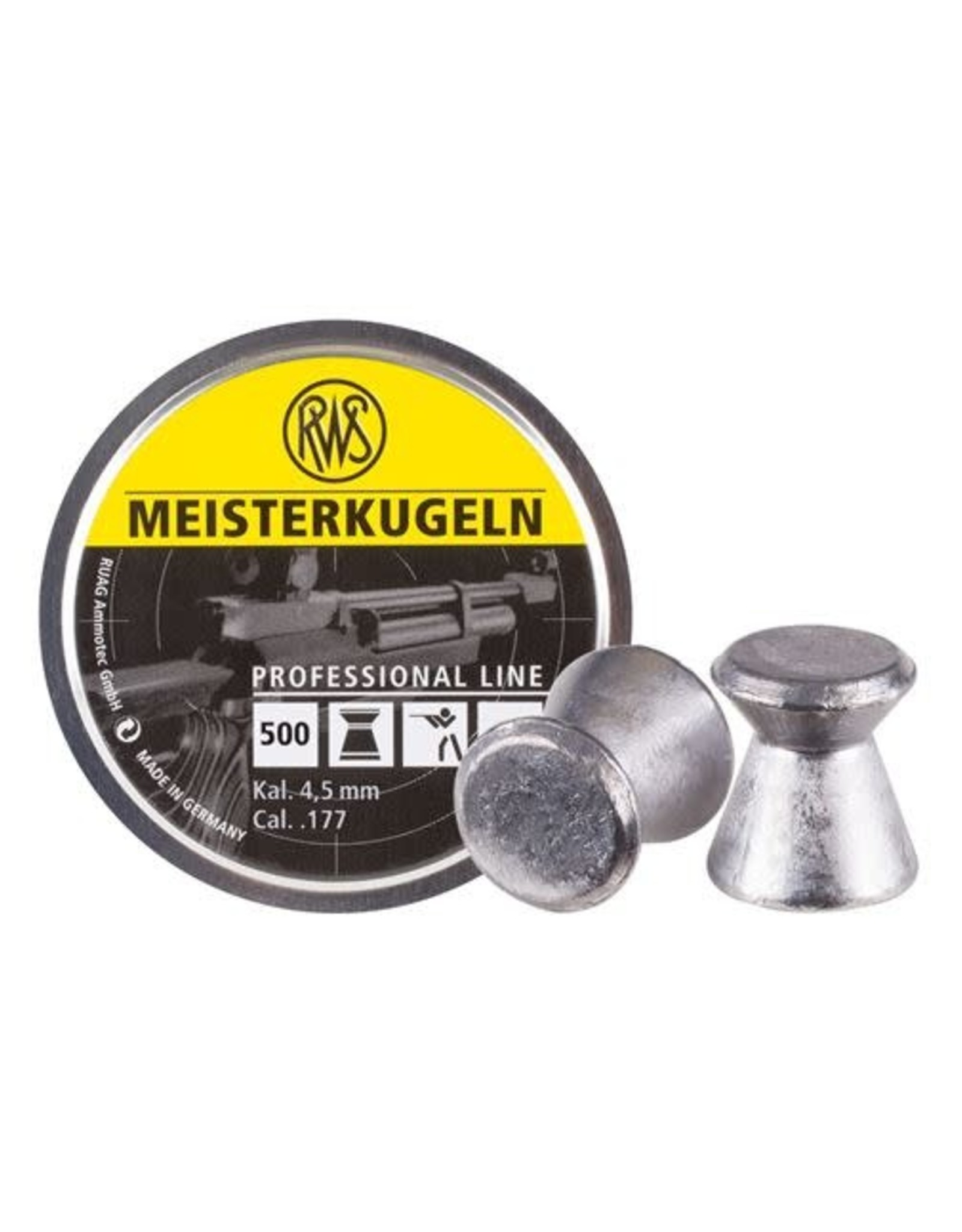 RWS RWS Meisterkugeln Professional Line Lead Wadcutter Airgun Pellets .177 Caliber (4.5mm) 8.2 Grains - 500 Rounds