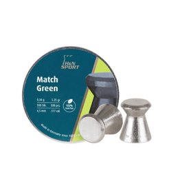 H&N Sport .177 (4.5mm) Cal. 5.25 Grains Match Green Lead-Free Wadcutter Airgun Pellets - 500 Count by H&N