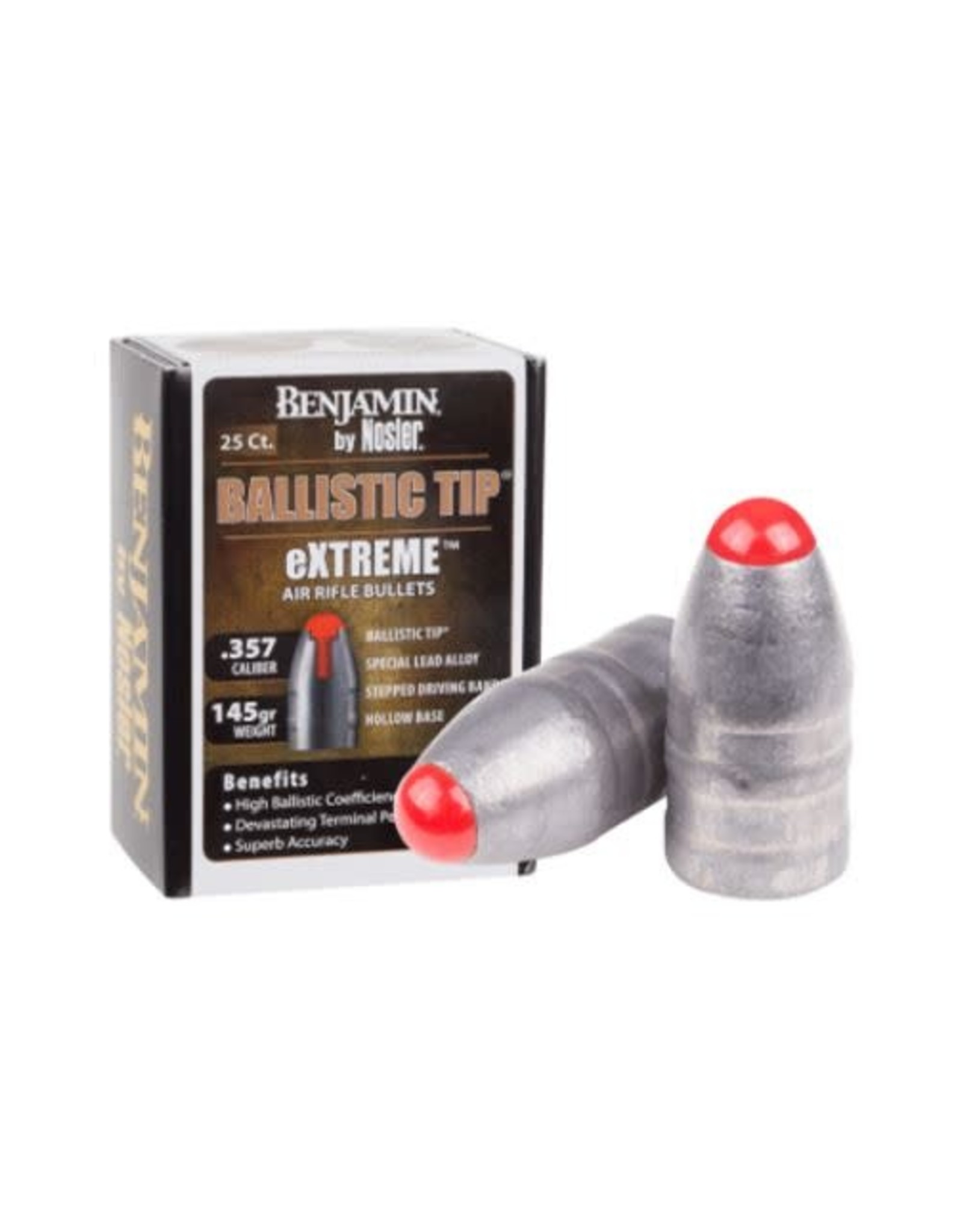 Benjamin Benjamin Ballistic Tip eXTREME Lead Domed Air Rifle Pellets by Nosler .357 Caliber (9.07mm) 145 Grains - 25 Rounds