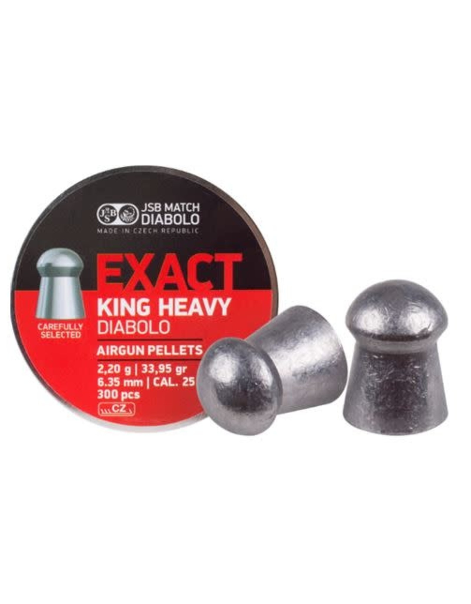 JSB .25 Caliber (6.35mm) 33.95 Grains Exact King Heavy Diabolo Domed Lead Pellets - 300 Count by JSB