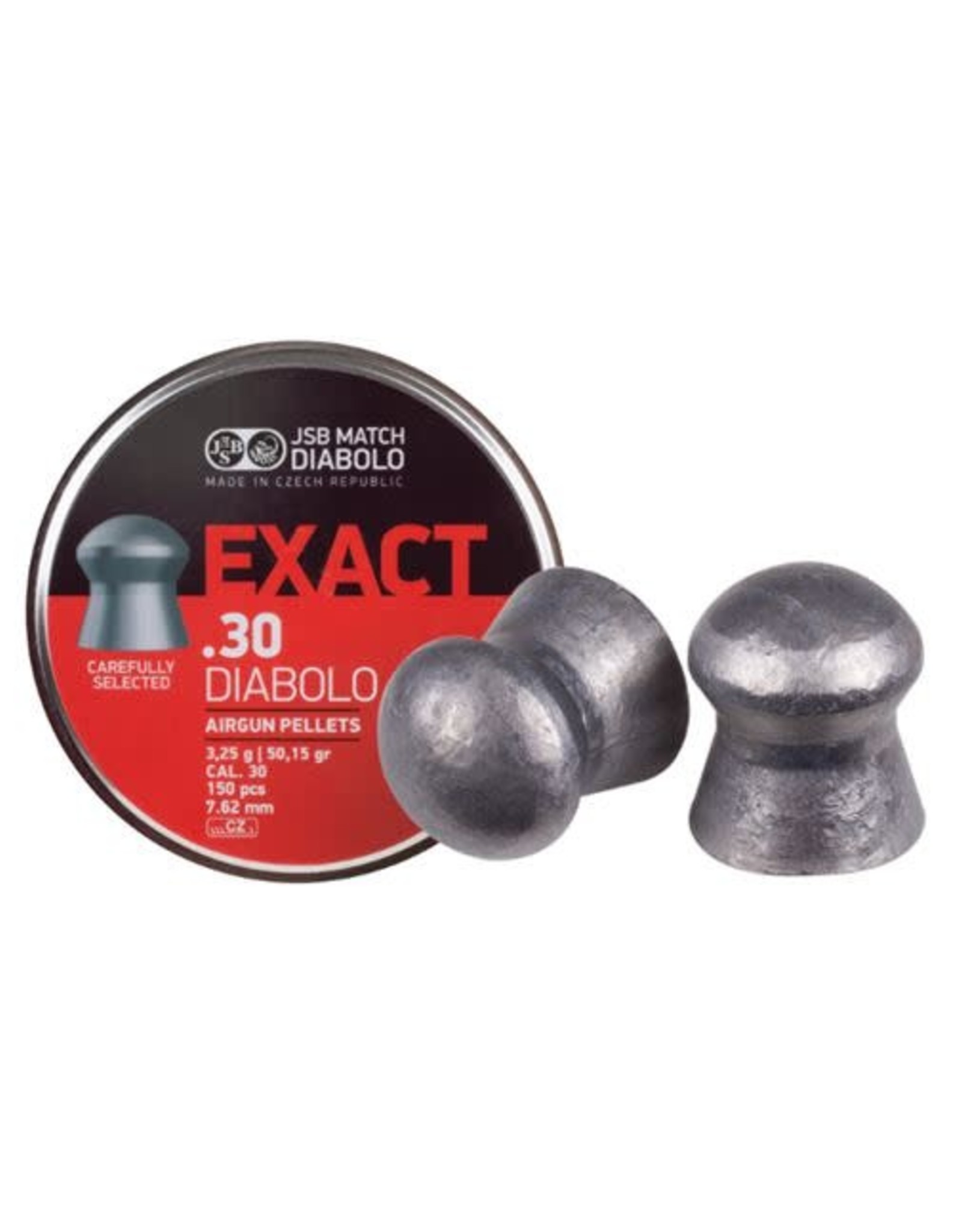 JSB JSB Exact Diabolo Lead Domed Airgun Pellets .30 Caliber (7.62mm) 50.15 Grains - 150 Rounds