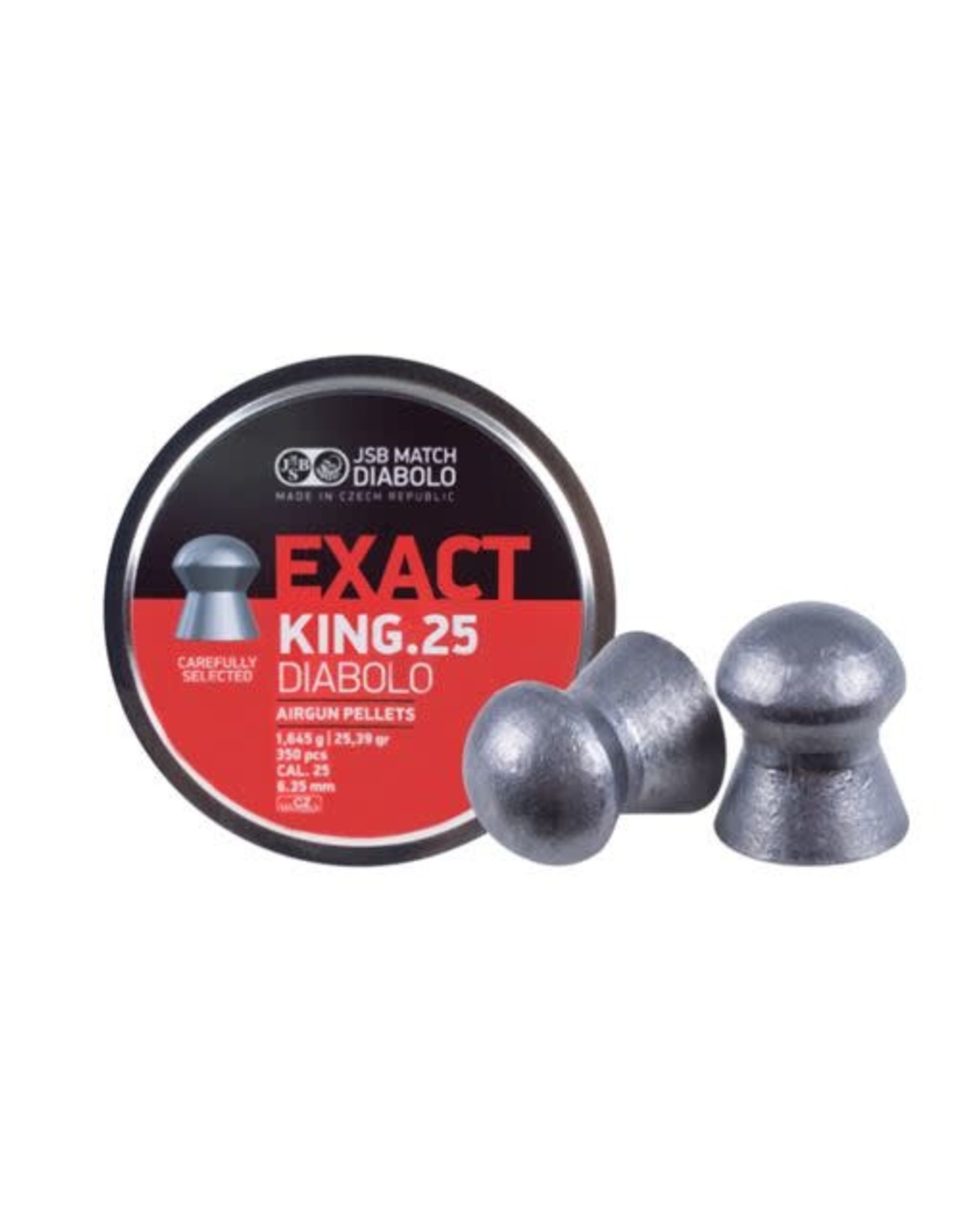 JSB JSB Exact King Diabolo Lead Domed Airgun Pellets .25 Caliber (6.35mm) 25.39 Grains - 350 Rounds