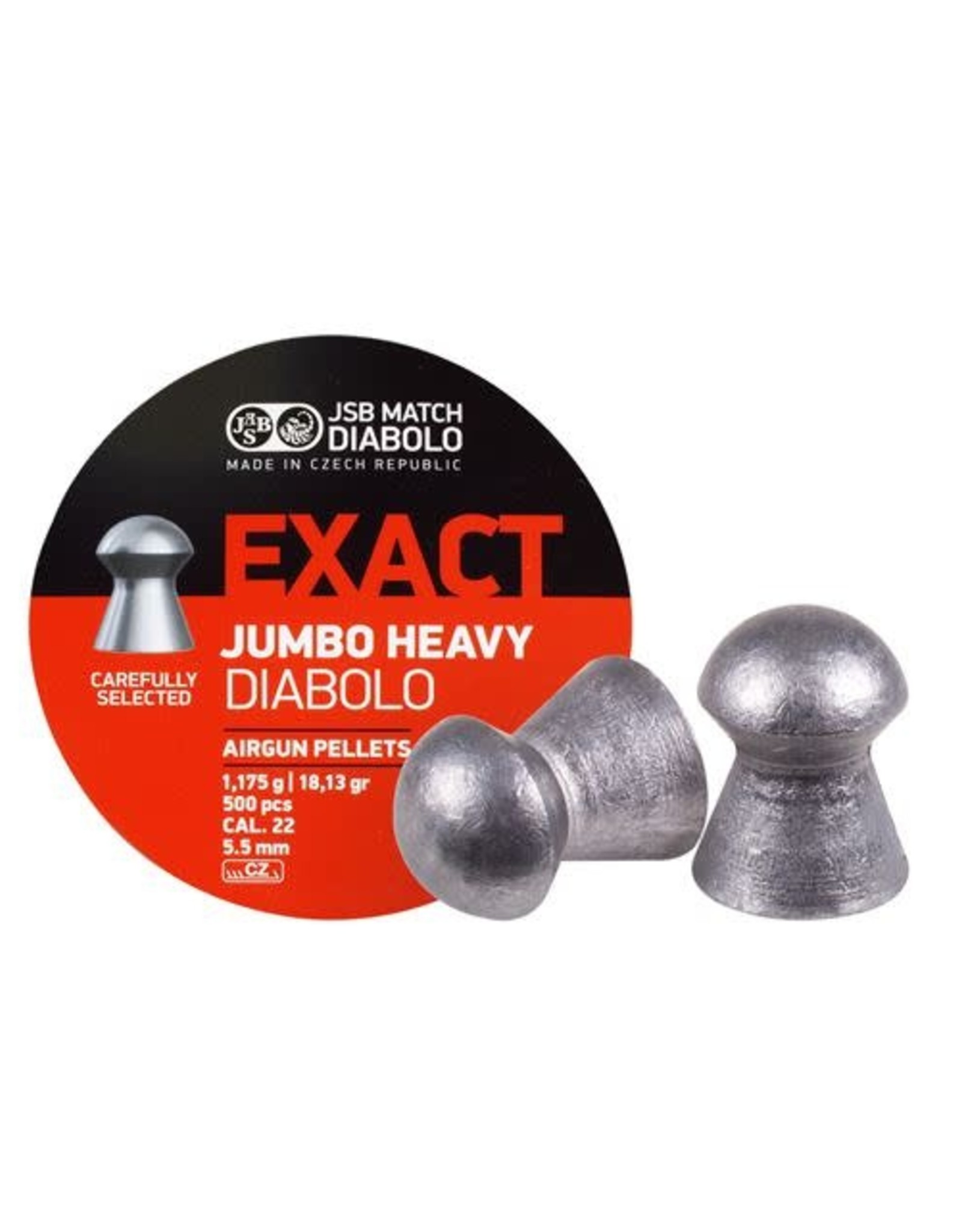 JSB JSB Exact Jumbo Heavy Diabolo Lead Domed Airgun Pellets .22 Caliber (5.5mm) 18.13 Grains - 500 Rounds