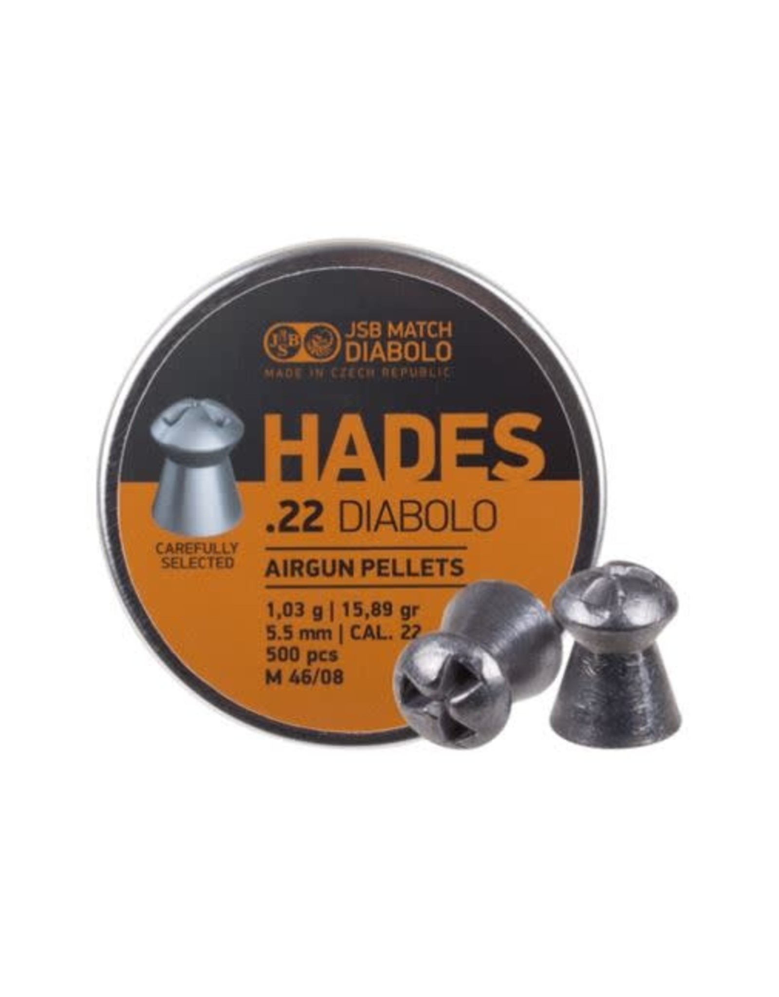 JSB JSB Hades Diabolo Lead Hollow Point Airgun Pellets .22 Caliber (5.5mm) 15.89 Grains - 500 Rounds