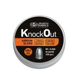 JSB .216 Cal 25.39 Gr 200 Rd KnockOut MKII Lead Hollow Point Slugs