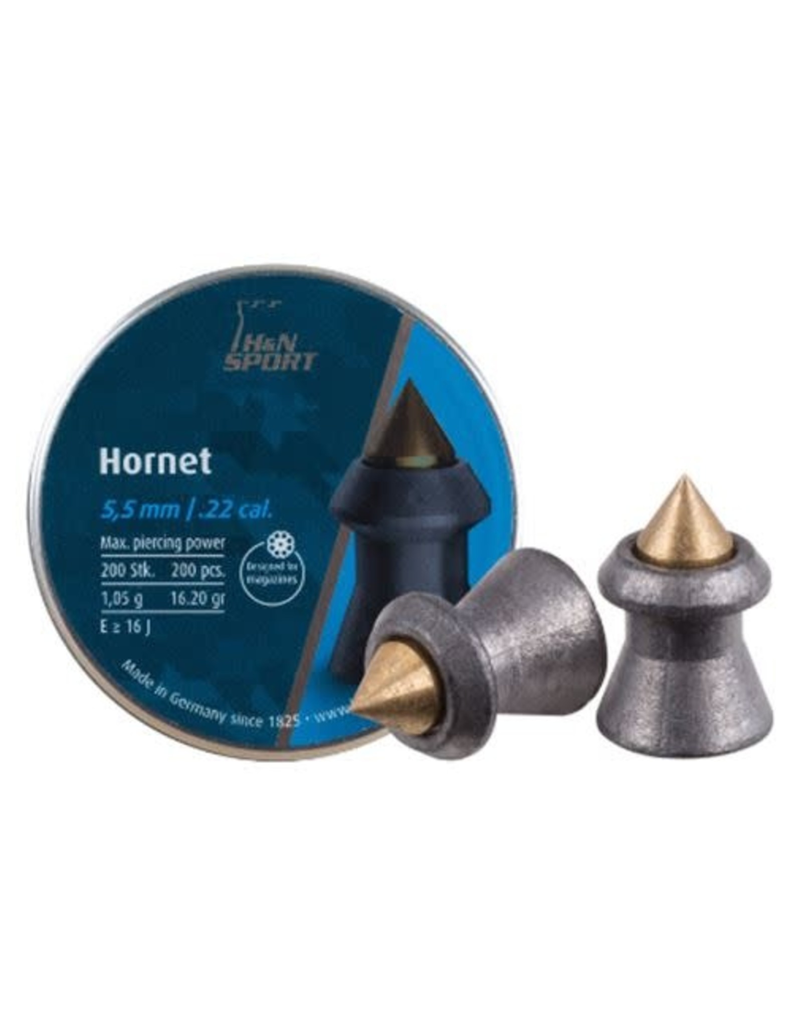 H&N Sport H&N Hornet Lead Pointed Pellets .38 Long (9.6mm) .22 Caliber (5.5mm) 16.2 Grains - 200 Rounds