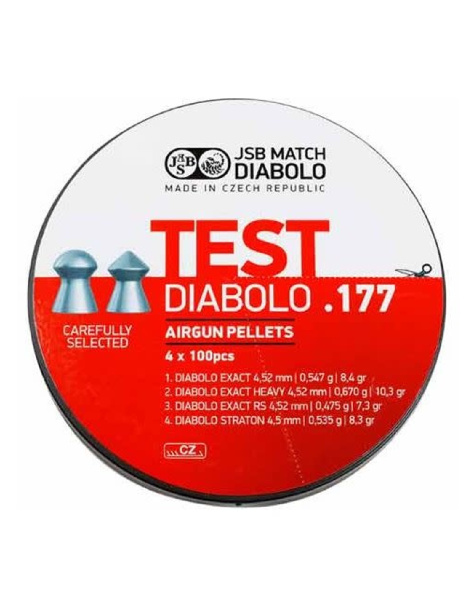 JSB JSB Test Diabolo Sampler Lead Domed & Pointed  Airgun Pellets .177 Caliber (4.5mm) 7.3 | 8.3 | 8.4 | 10.3 Grains - 400 Rounds