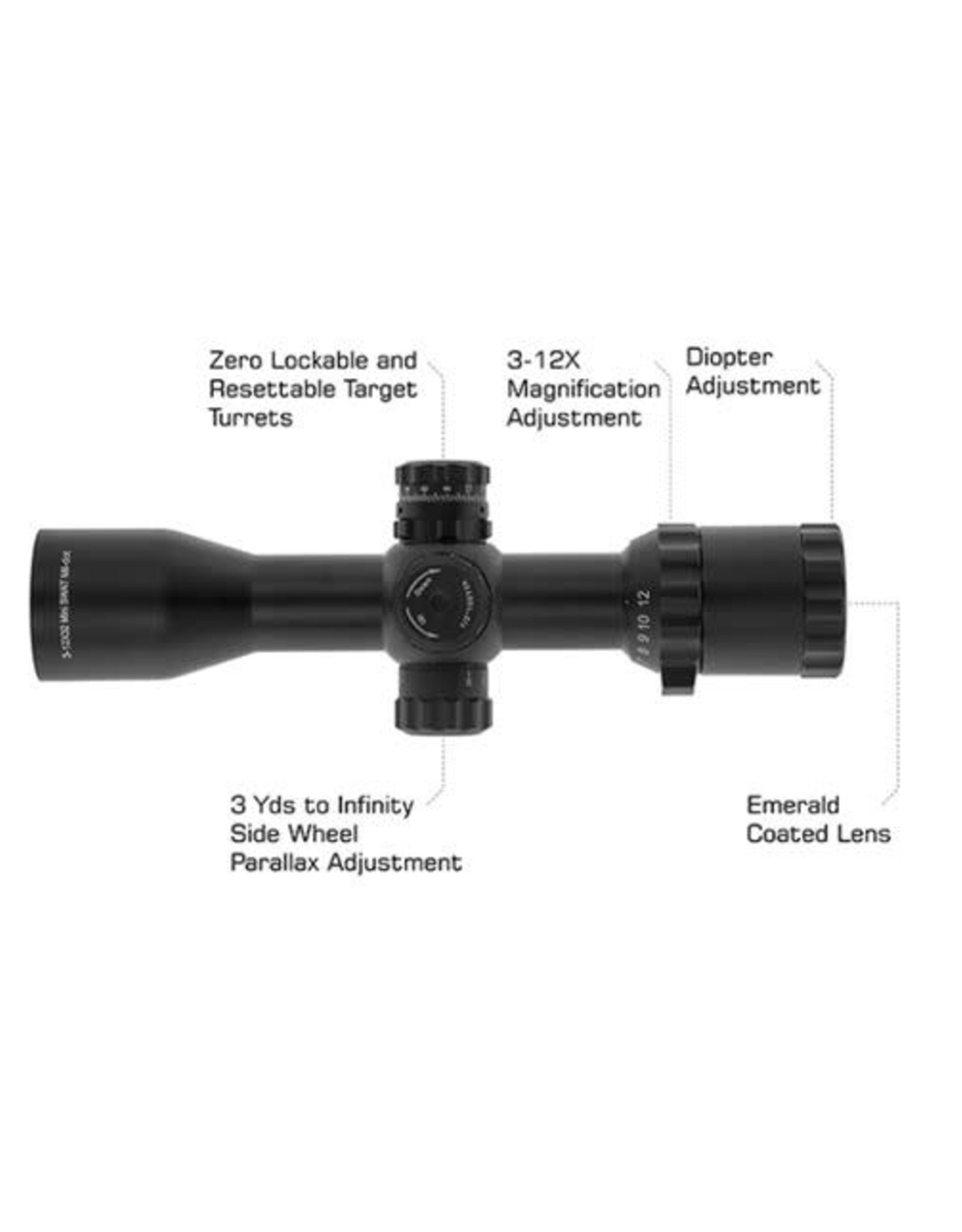 UTG - Leapers UTG 3-12x32 1/3 MOA 1" Tube BugBuster AO Mil-Dot Reticle Rifle Scope with Medium Dovetail Rings