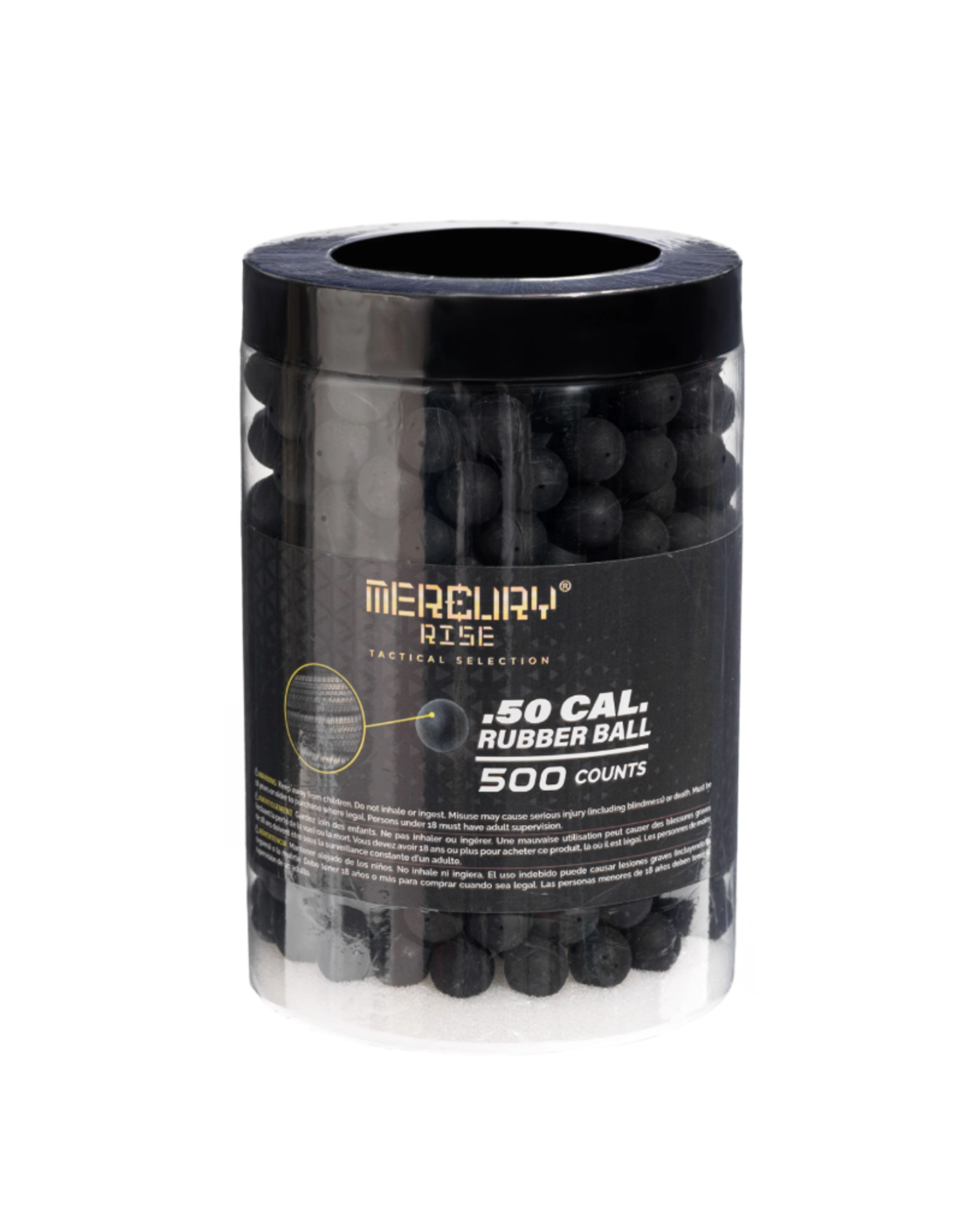 Mercury Rise .50 cal. Mercury Rise Self Defense TPE Rubber Ball Ammo for Training Pistol Paintball Gun (500 Counts Per Jar)