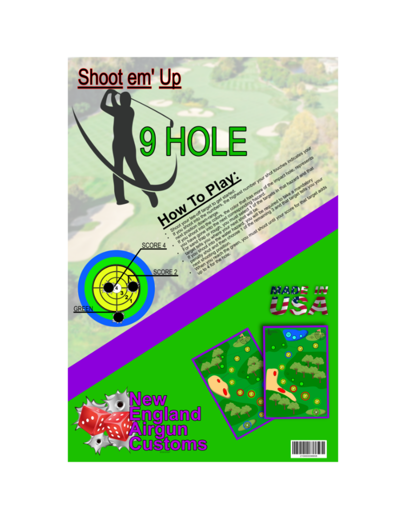 New England Airgun 4 Pack - 9 Hole Golf Target Pack | Shoot em’ Up | 9 targets per pack