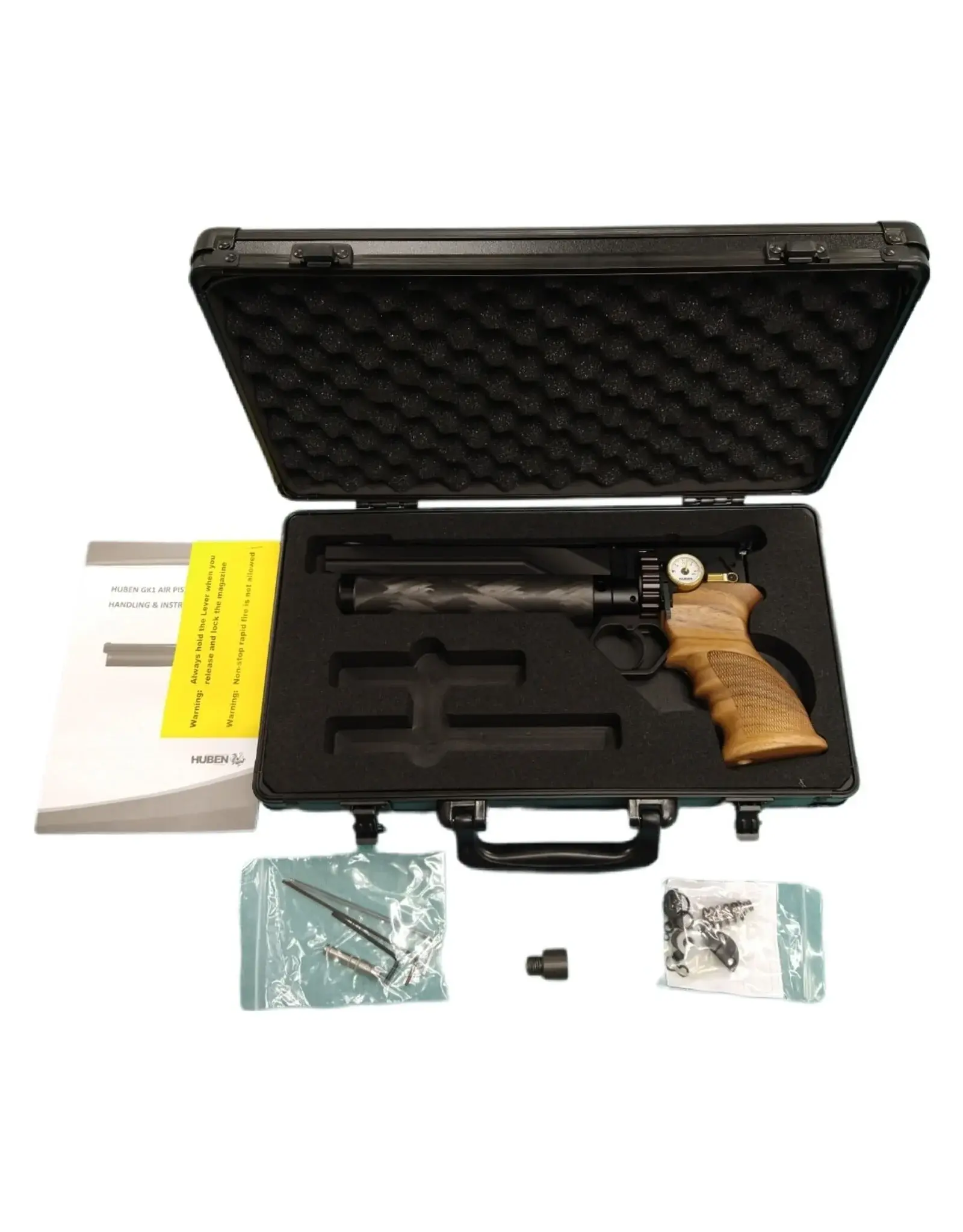 Huben .177 Huben GK1 Pistol V3 - Left or Right hand Compatible ( ambidextrous ) - Semi Automatic ,  fully adjustable power, air pistol. With threaded end cap for moderator.