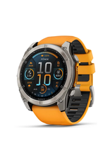 Garmin fenix® 8 – 51 mm, AMOLED, Sapphire, Titanium with Spark Orange/Graphite Silicone Band