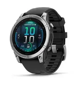 Garmin fenix® E – 47 mm, AMOLED, Stainless Steel with Black Silicone Band