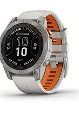 Garmin fenix® 7 Pro – Sapphire Solar Edition, Titanium with Fog Gray/Ember Orange Band