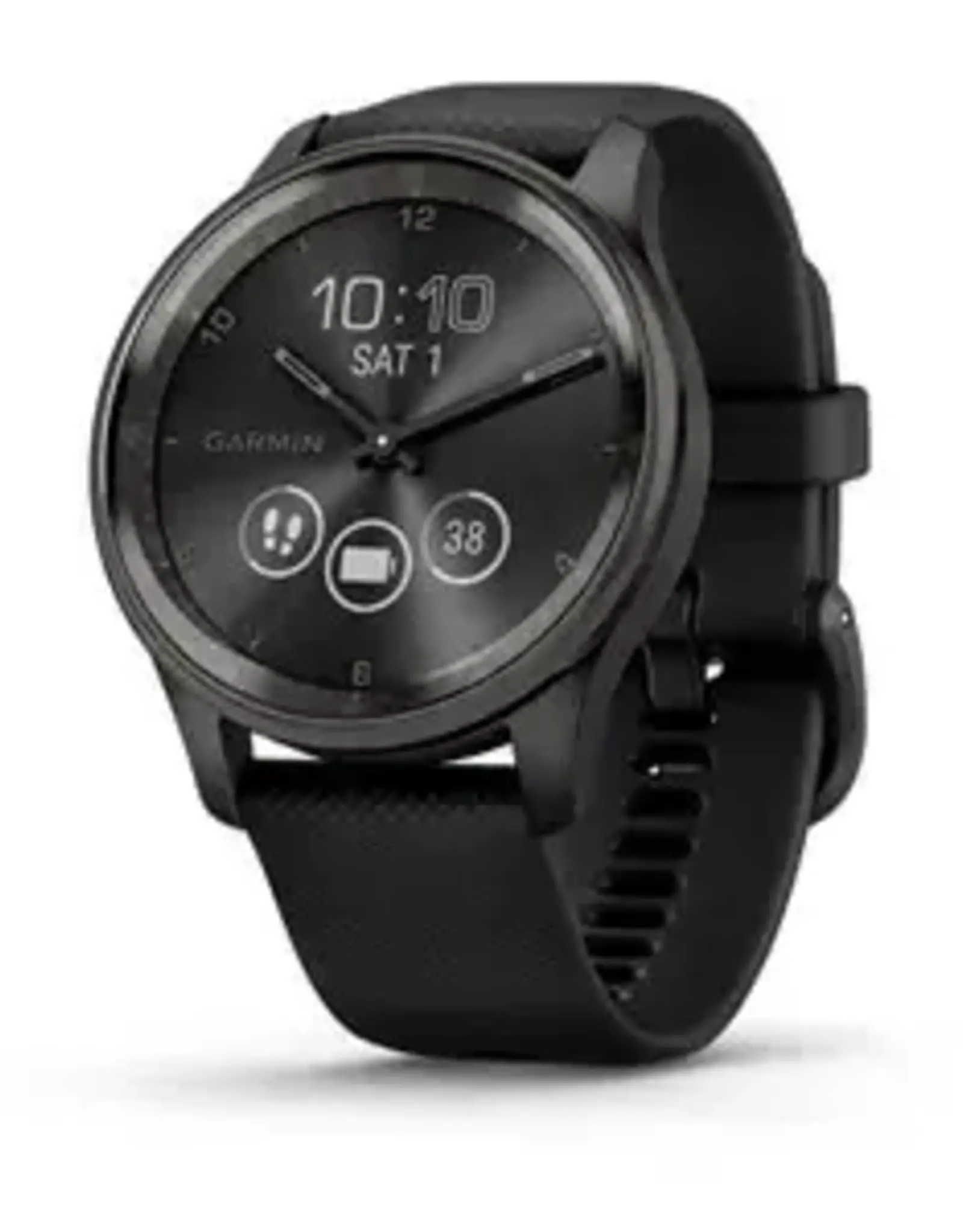 Garmin vívomove® Trend, Slate Stainless Steel Bezel with Black Case and Silicone Band