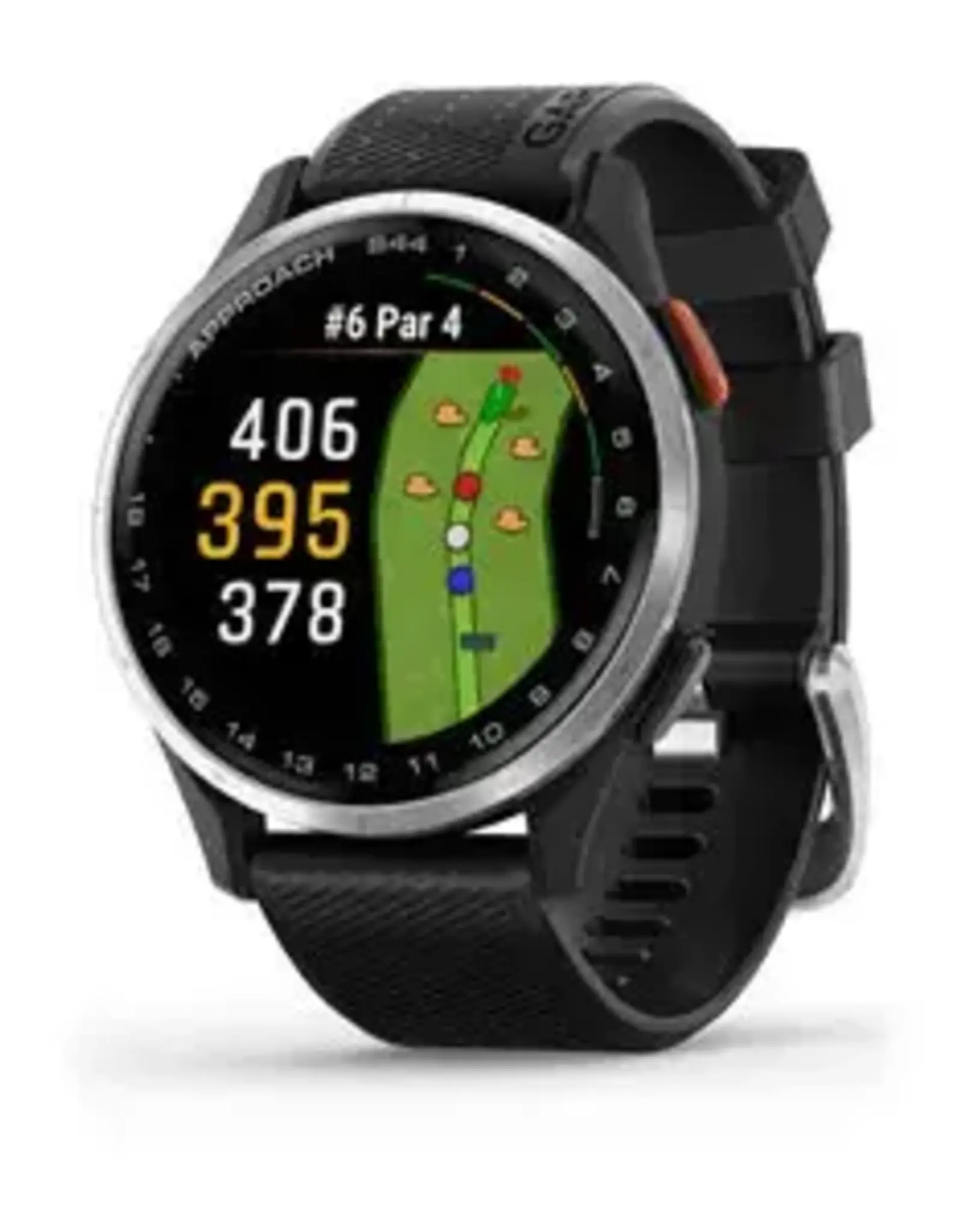 Garmin Approach® S44, Silver Aluminum Bezel with Black Silicone Band