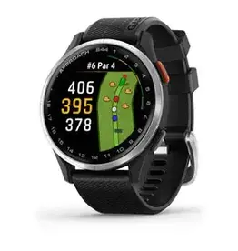 Garmin Approach® S44, Silver Aluminum Bezel with Black Silicone Band