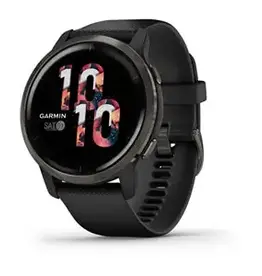 Garmin Venu® 2, Slate Stainless Steel Bezel with Black Case and Silicone Band