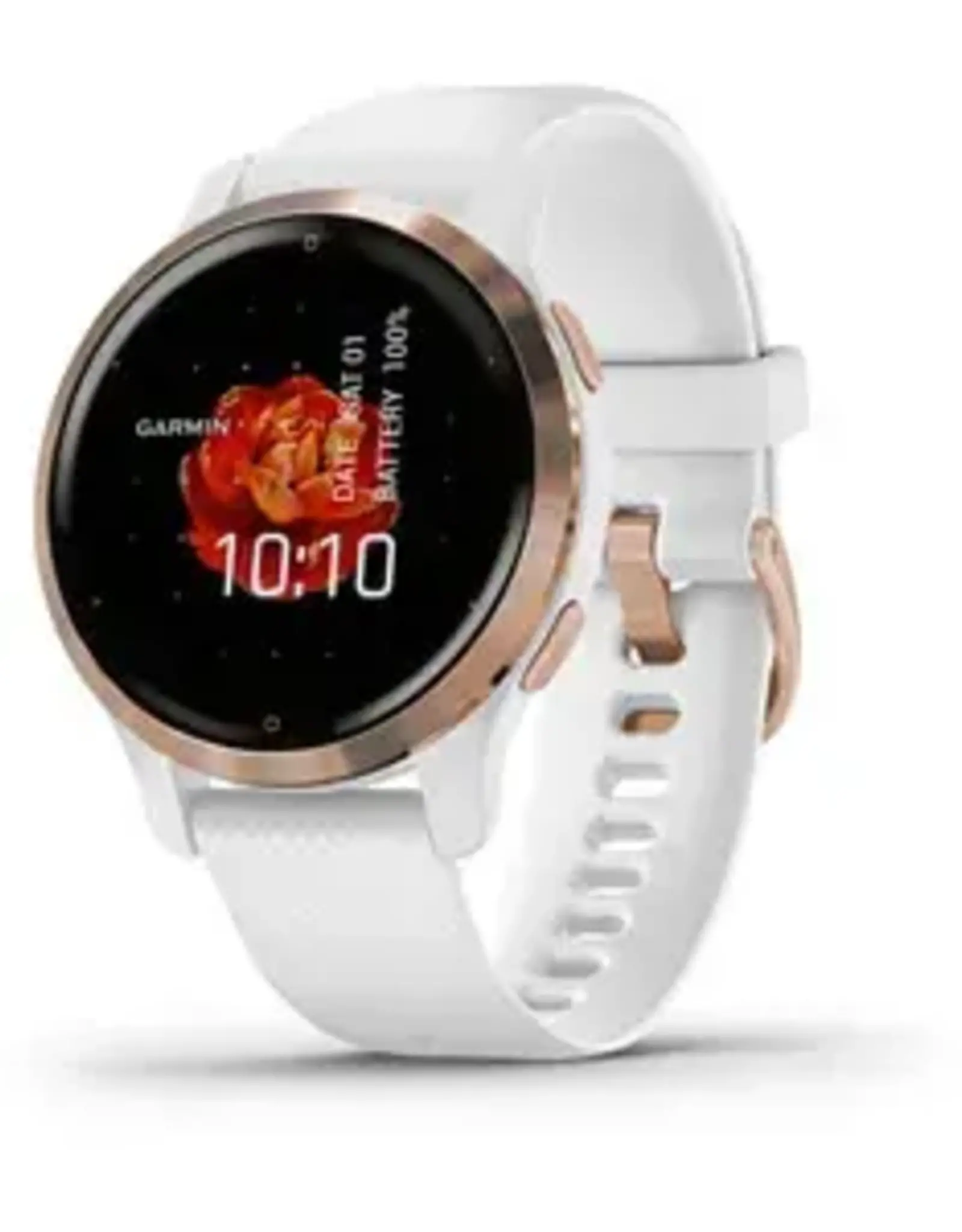 Garmin Venu® 2S, Rose Gold Stainless Steel Bezel with White Case and Silicone Band