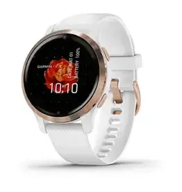 Garmin Venu® 2S, Rose Gold Stainless Steel Bezel with White Case and Silicone Band
