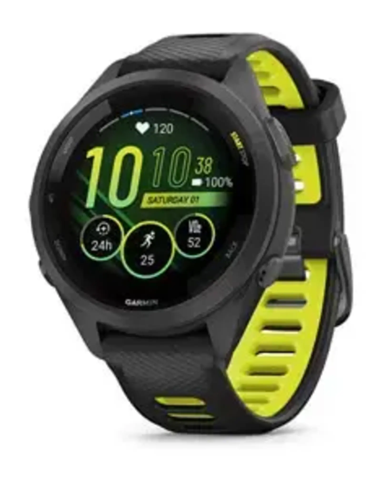 Garmin Forerunner® 265S, Black Bezel and Case with Black/Amp Yellow Silicone Band