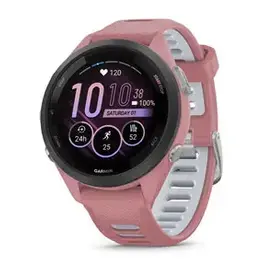 Garmin Forerunner® 265S, Black Bezel with Light Pink Case and Light Pink/Whitestone Silicone Band